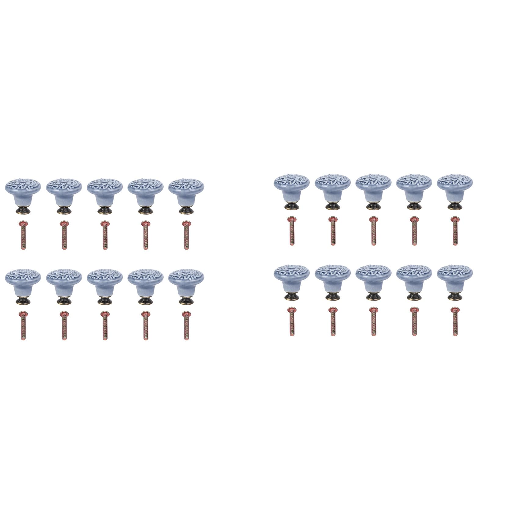 Jnchdghwa Blue-Gray 20Pcs Ceramic Cabinet Knobs Vintage Drawers Handles For Kitchen Cupboard Drawer Bookcase Furniture Door (With Screws)