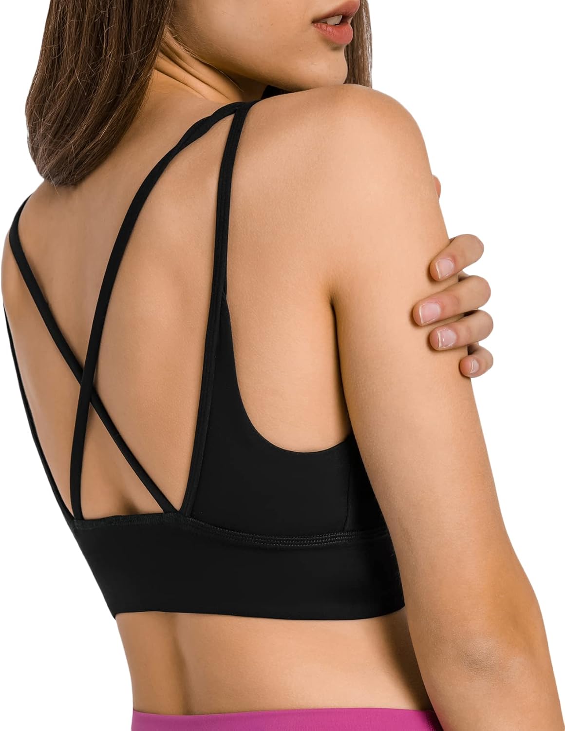 Lemedy Cross Back Sports Bra Strappy Padded Criss Cross Yoga Crop Tank Top - Image 5