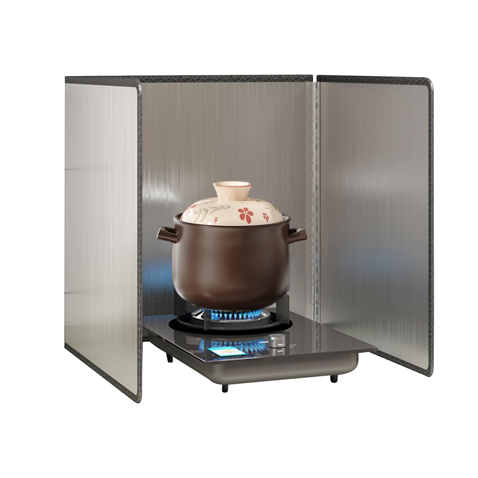 AFQBOEQXY Splatter Guard Splash Back, Stove Splatter Guard Stainless Steel Foldable Silver Multiple Sizes(45x45x45cm)