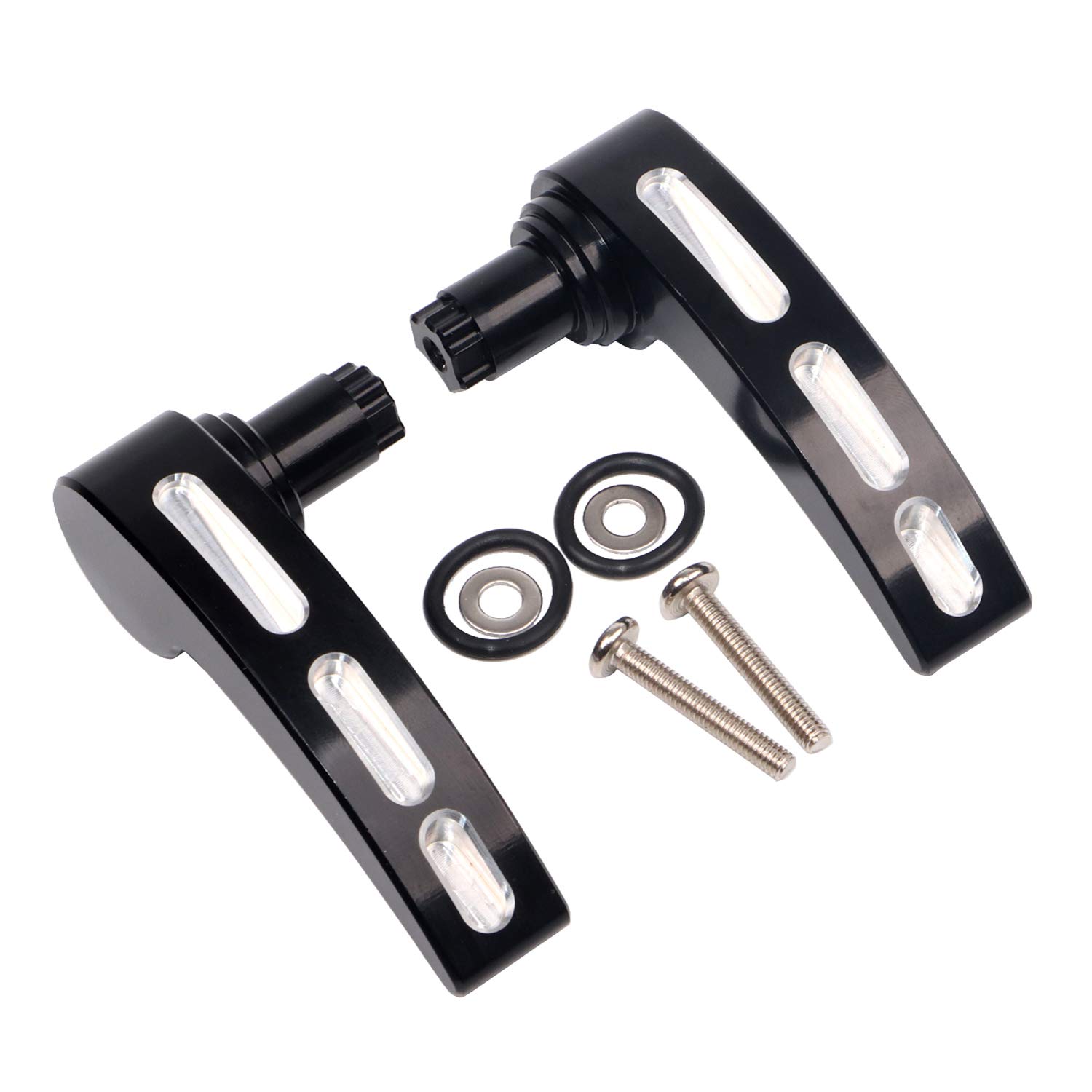 Black CNC Saddlebag Latch Covers Lever Lid Lifter for Harley Touring Road Glide Electra Glide Street Glide Road King 2014-2023