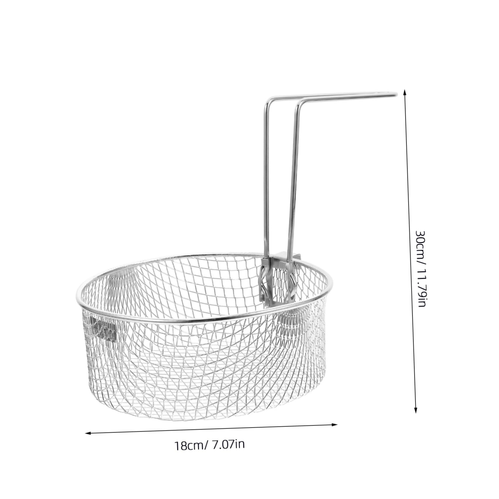 BRIGHTFUFU Deep Fryer Basket Frying Basket with Handle Chips Fry Basket Chips Frying Basket Deep Frying Basket Metal Fry Basket Chips Basket Multipurpose Frying Basket Stainless Steel Silver