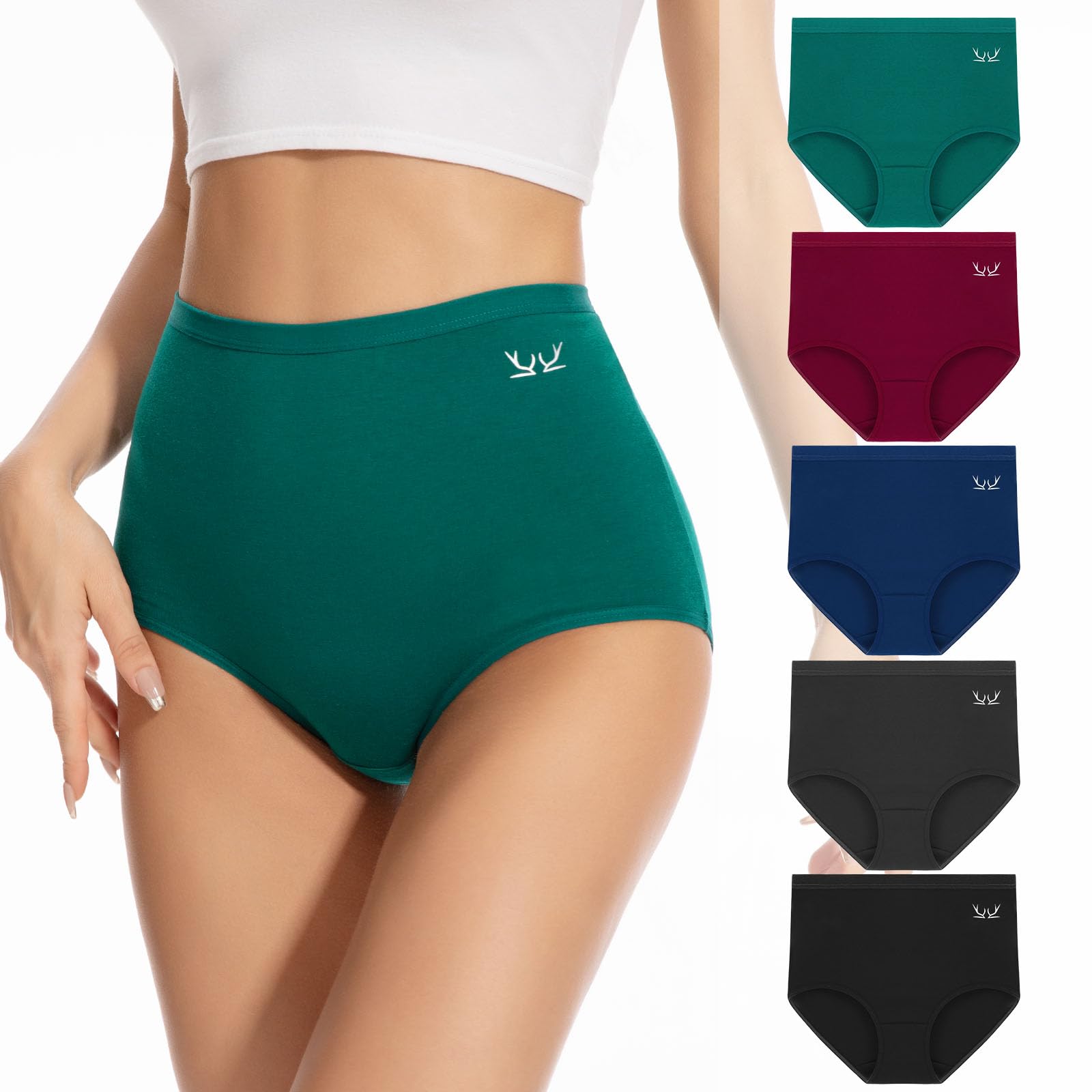 PULIOU Women's High Waisted Cotton Underwear Soft Breathable Stretch Briefs 5 Pack  
| PULIOU Women's High Waisted Cott 