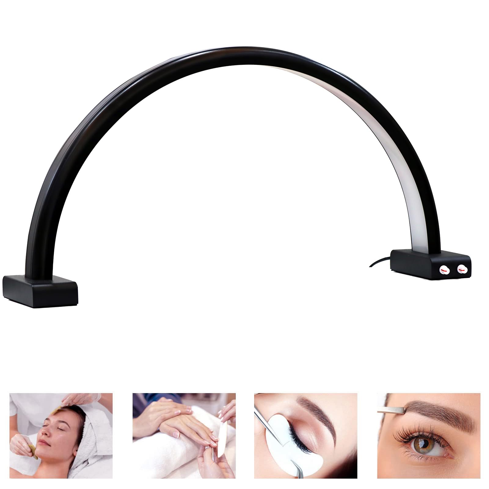 GLOBAL FASHION Professional Multifunctional LED Nail Desk Lamp - Half Moon Design, Adjustable Color Tone & Brightness, Eye Care, Perfect for Beauty, Nail Art, Microblading & Lip Blushing - Black