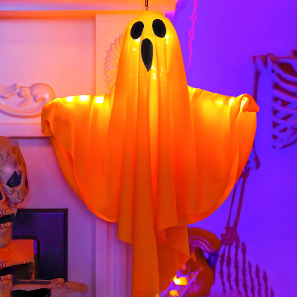 GETBSTOOP Halloween Ghost Decorations Halloween LED Hanging Ghost Light Up Hanging Ghost with LED Lights Hanging Flying Ghost Scary Hanging Glowing Decor for Halloween Garden Home Decor