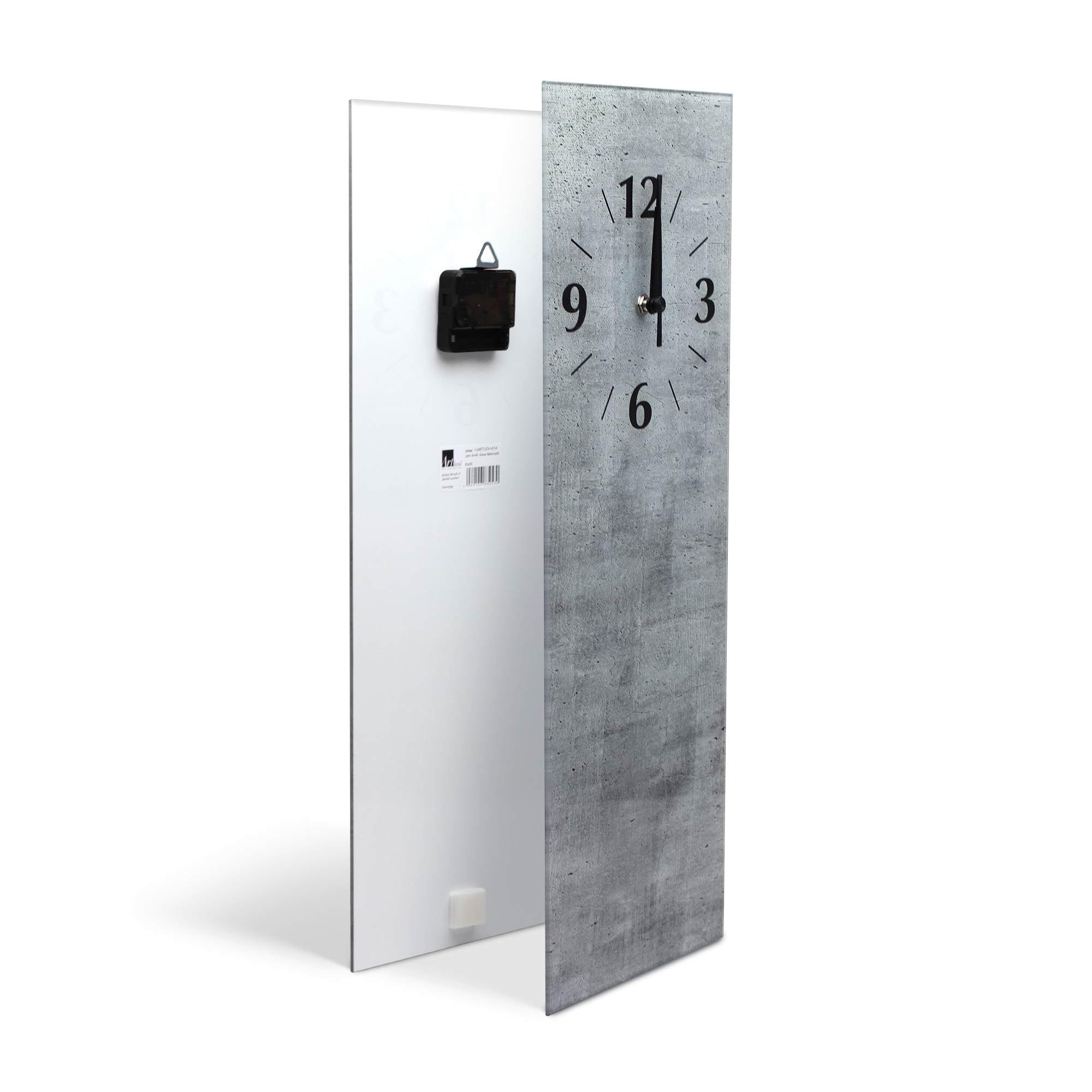 ARTLAND Wanddeko Wanduhr ohne Tickgeräusche Glas Quarz Uhr 20x60 cm Rechteckig Lautlos Graffiti Street Art Modern Mädchen Herz Schwarz Weiß U1UK