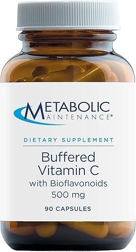 Metabolic Maintenance Vitamina C tamponada de 500 mg - VIT C tamponada pura con potasio, calcio y magnesio, complejo de ácido ascórbico de apoyo