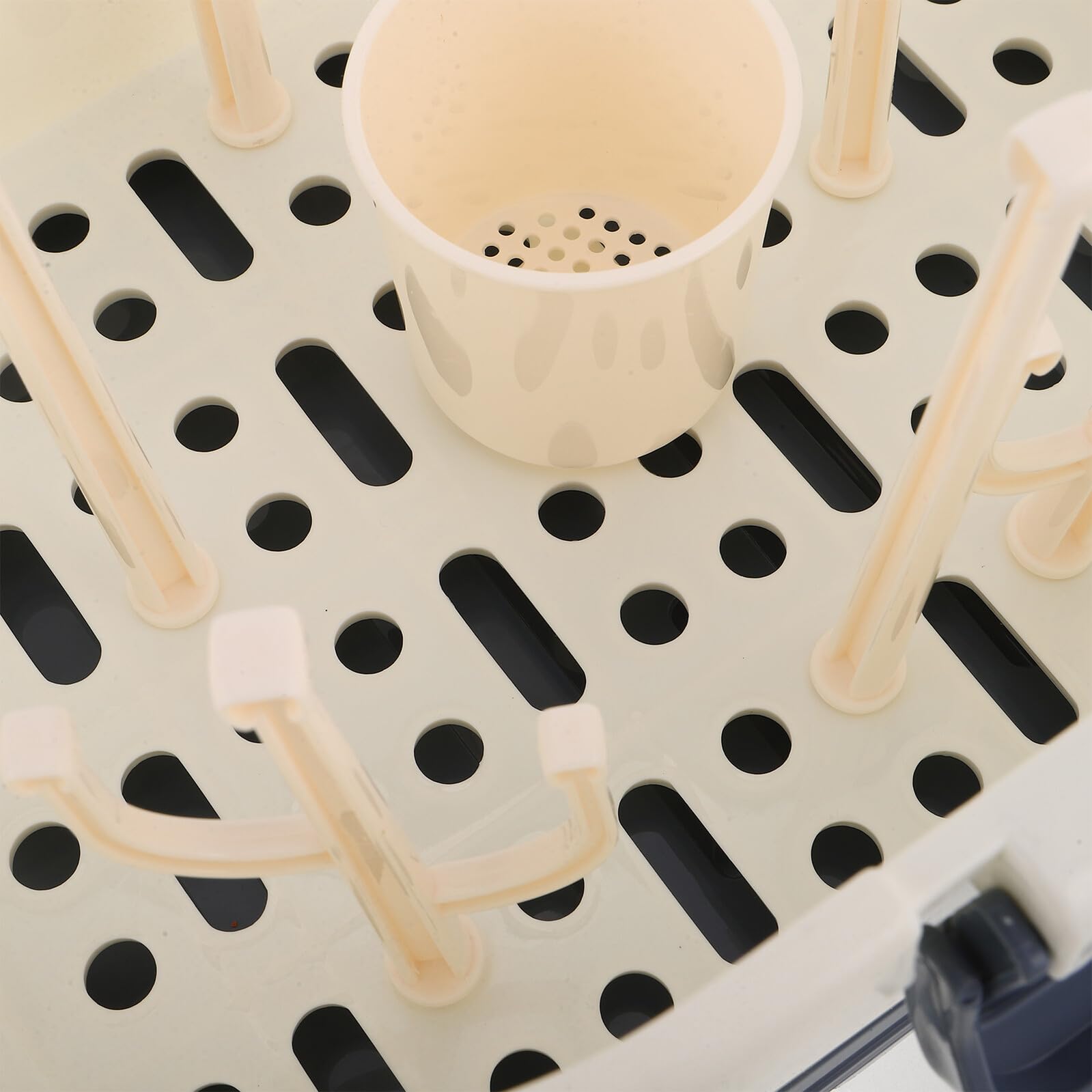 Babyflaschen Trockengestell mit Deckel und Griff Tragbarer Flaschentrockner aus Kunststoff Aufbewahrungsbox für Babyflaschen und Zubehör Hygienischer Babypflege Organizer für