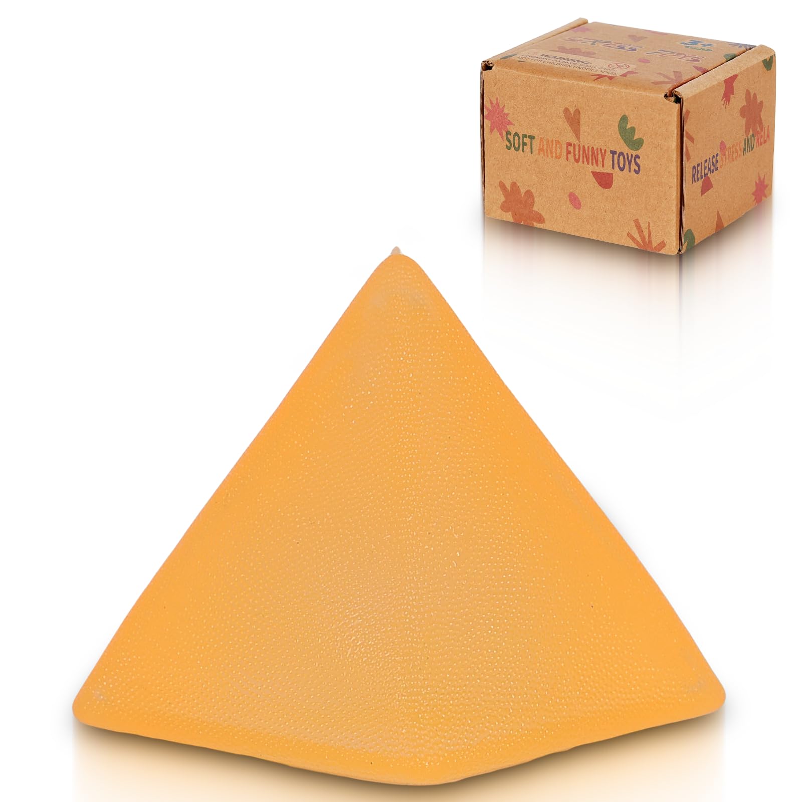 Jiezipaeasy Squeeze Toy Squishy Pyramid, Soft Stress Relief Sensory Toy for Kids & Adults, Slow Rebound Fidget Desk Toy, Non Sticky Portable Squish (Yellow)