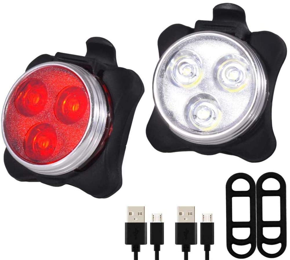 HZH Bike Light Set USB Rechargeable Bicycle Light Front and Back Bike Lights Super Bright Waterproof