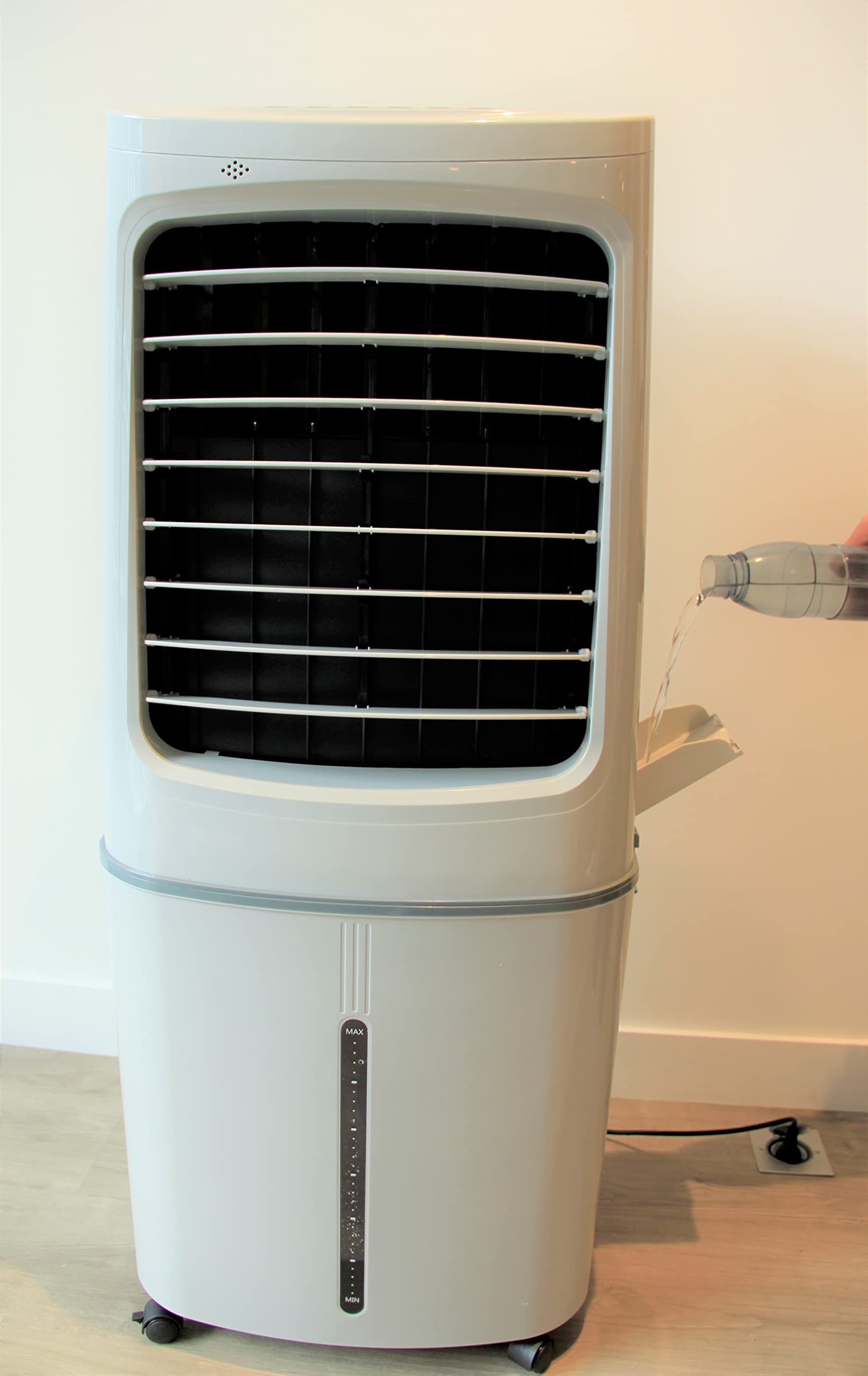 OPTIMEA ORA-440D Rafraîchisseur d'air XXL 44L, spécial pour les très grandes pièces et commerces sans évacuation d'air mode nuit, débit d'air 798 m³/h, capacité d'humidification 3L/h