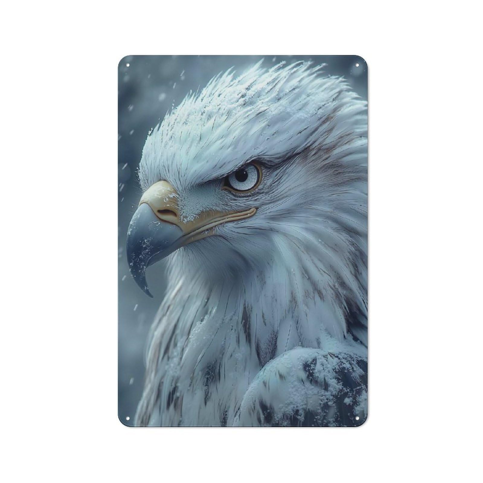 Majestic Bald Eagle Portrait in Winter Tin Sign 30x20cm, Garage Style Workshop Wall Decor for Garage, Workshop, Shed Or Utility Room