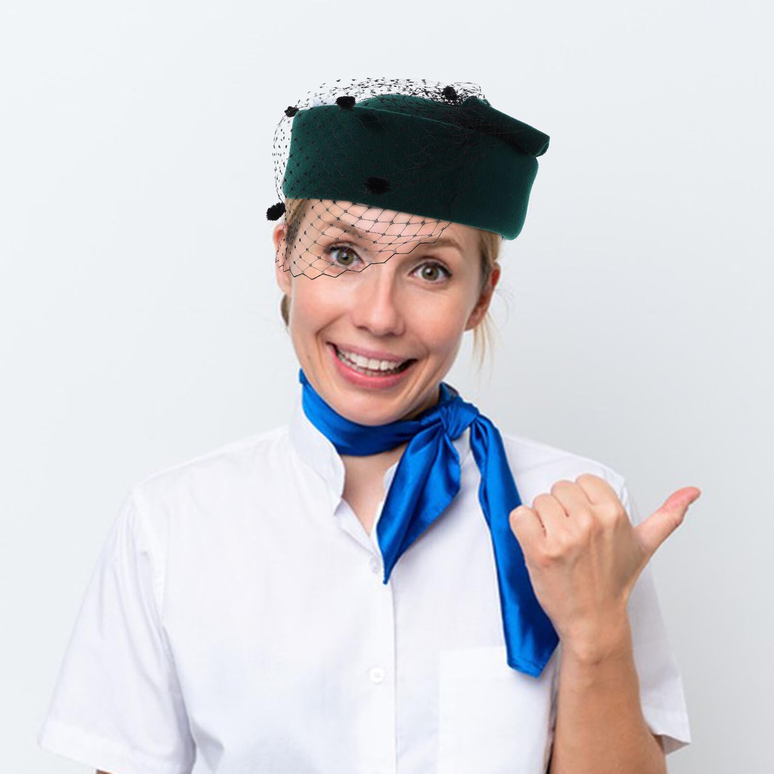 Gatuida Cappello Donna Vintage in Lana Stile British con Velo e Fiocco Verde Scuro Berretto Fascinator Leggero per Matrimoni tè e Chiesa Accessorio Versatile per Eventi e Uso Quotidiano