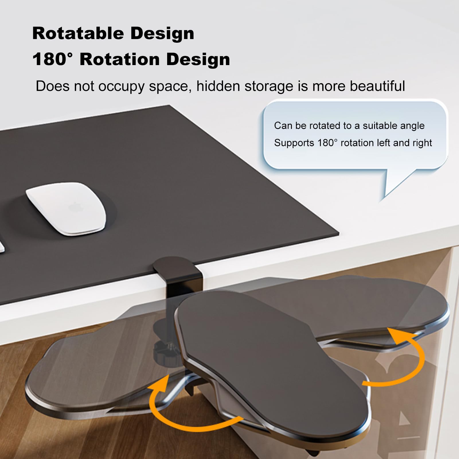docooler Arm Rest for Desk 180° Rotating Armrest Support Foldable Arm Wrist Rest Shelf Ergonomics Computer Desk Extender Tray for Home and Office - Image 2