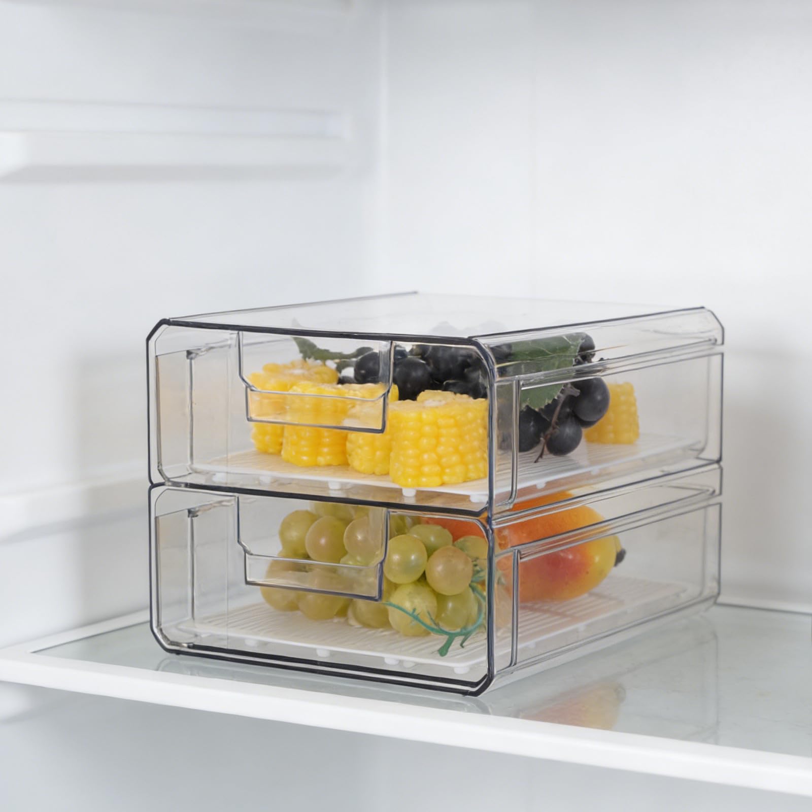 Caja de Almacenamiento para Refrigerador de Doble Capa de Plástico | Organizador Visible para Cocina y Armario, para Verduras y Huevos, Conservación Fresca