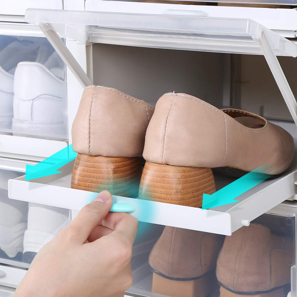 Stackable Shoe Box Drawer Type Design 3pcs Push Pull Transparent