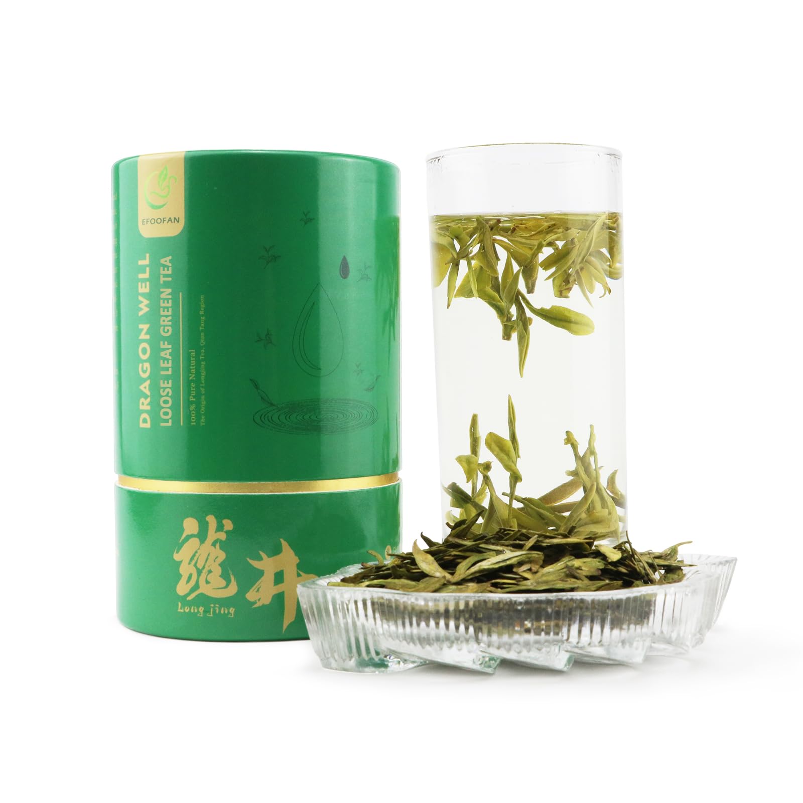 EFOOFAN Longjing Green Tea Loose Leaf, 3oz, Buds Leaves Hand-Picked, Authentic Chinese Dragonwell Tea Origin, Premium and Edible Long Jing