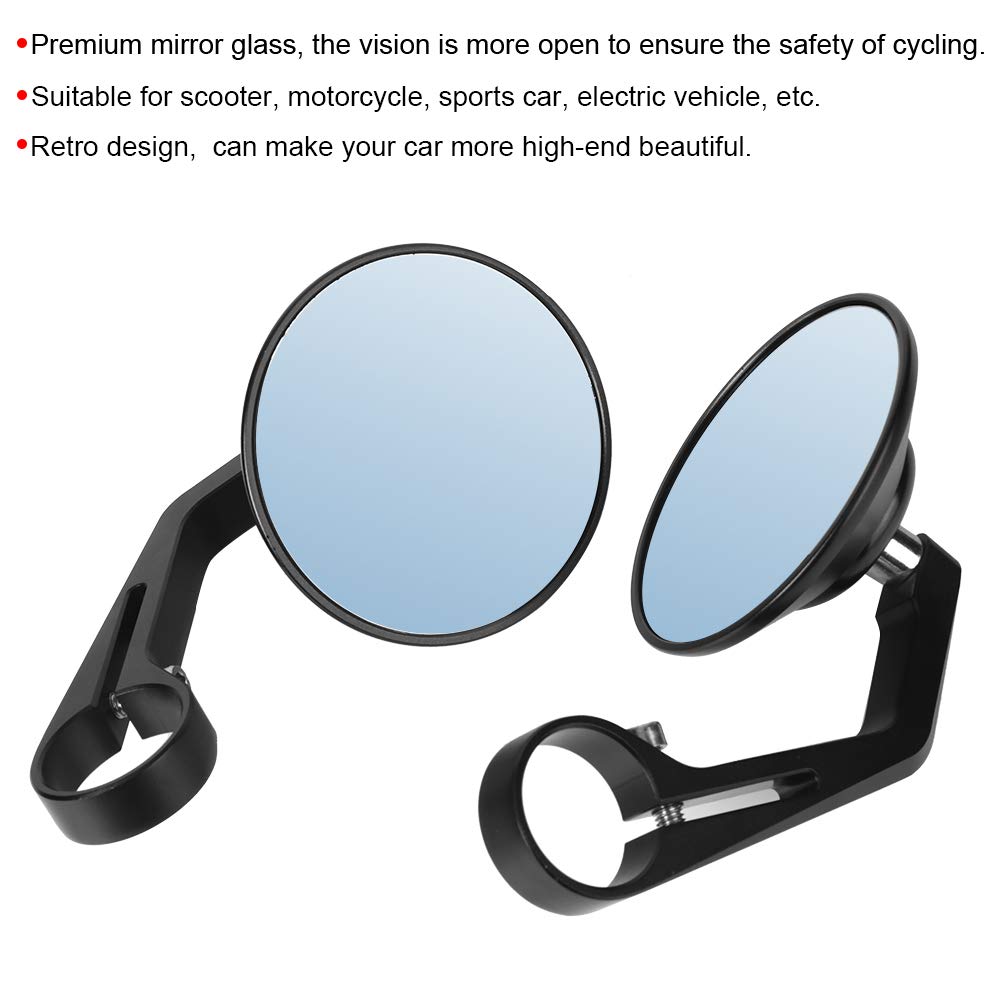 Hidyliu Rétroviseur de Moto, Miroir Réfléchissant CNC Rétro pour Scooter, Voiture de Sport et Véhicule électrique, Noir, 1 Paire