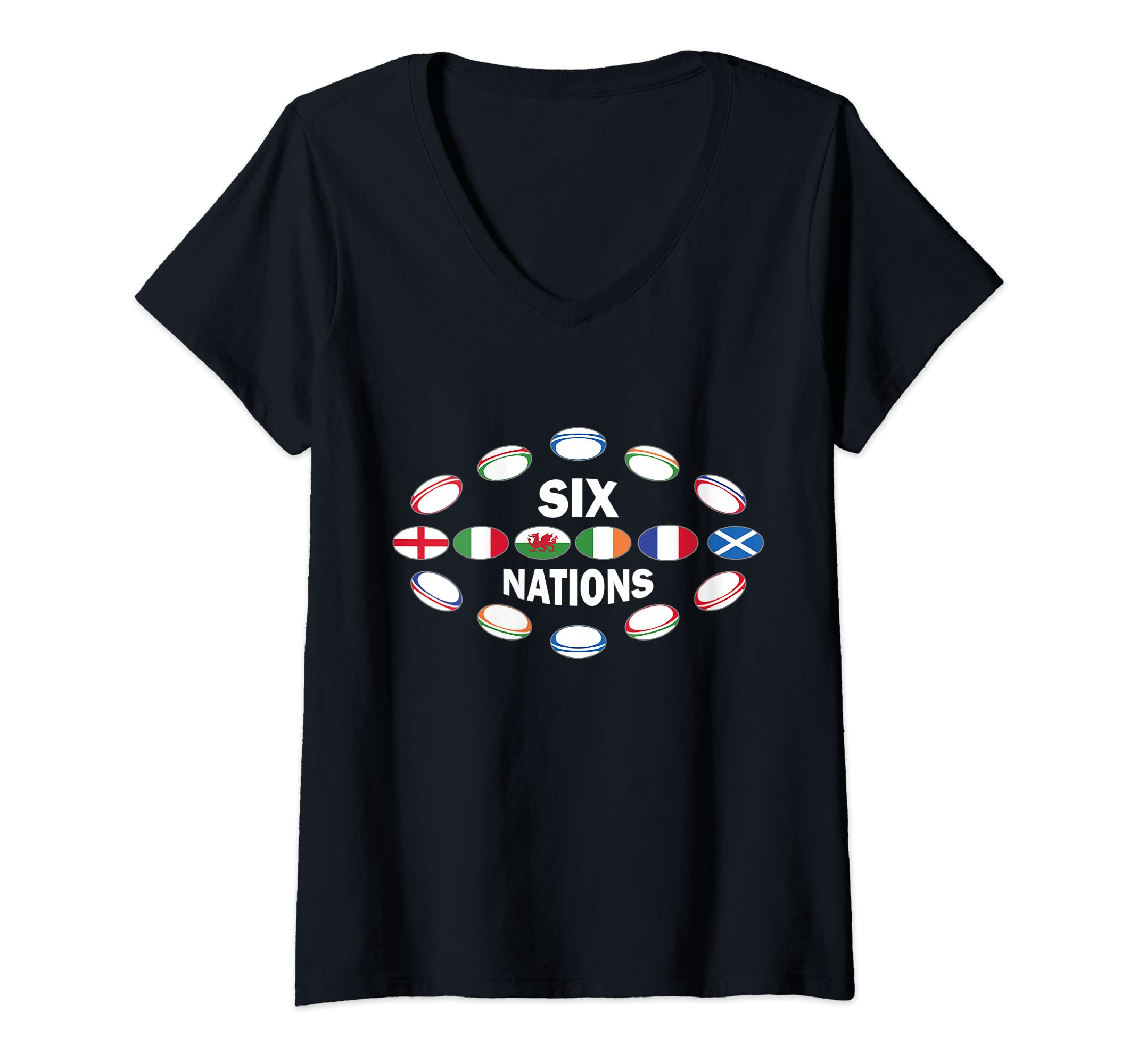 Rugby 6 nations ShirtWomens Rugby Six Nations tshirt V-Neck T-ShirtOEKO-TEX STANDARD 100