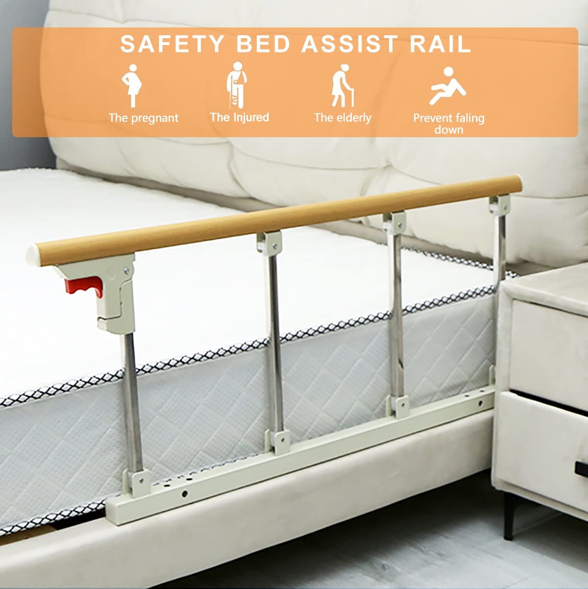 Bettgitter für Ältere, Faltbare Rausfallschutz Sicherheits Bettschutzgitter, Stabile Metall Bewachen Assist Griff für Erwachsene Heimpflege, Krankenhaus, 95x40cm