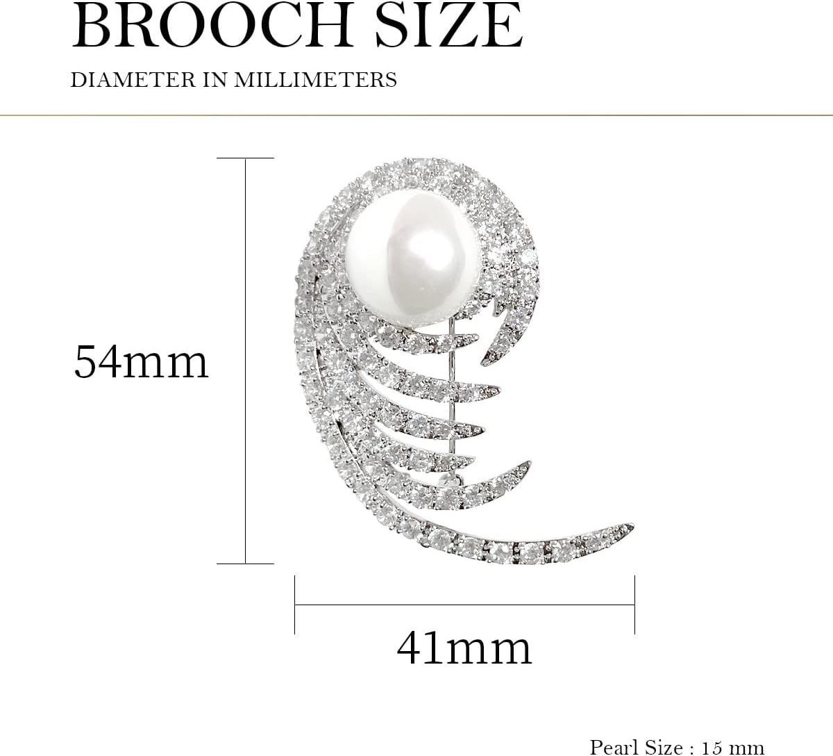 LAVINA Exquisite Feather Shell Pearl CZ Brooch Pins For Women Mom Men Fashion Wedding Party Prom Christmas Gift Jewelry