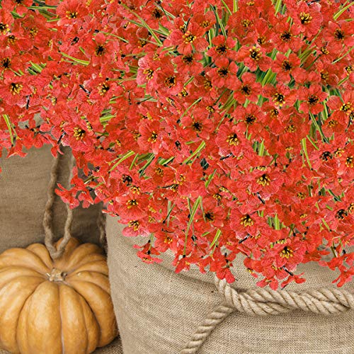 Zeostaro 20 Bundles Artificial Outdoor Flowers Uv Resistant Fake Flowers No Fade Faux Plastic Greenery Shrubs Garden Porch Window Box Decorating(Orange) #TOP5
