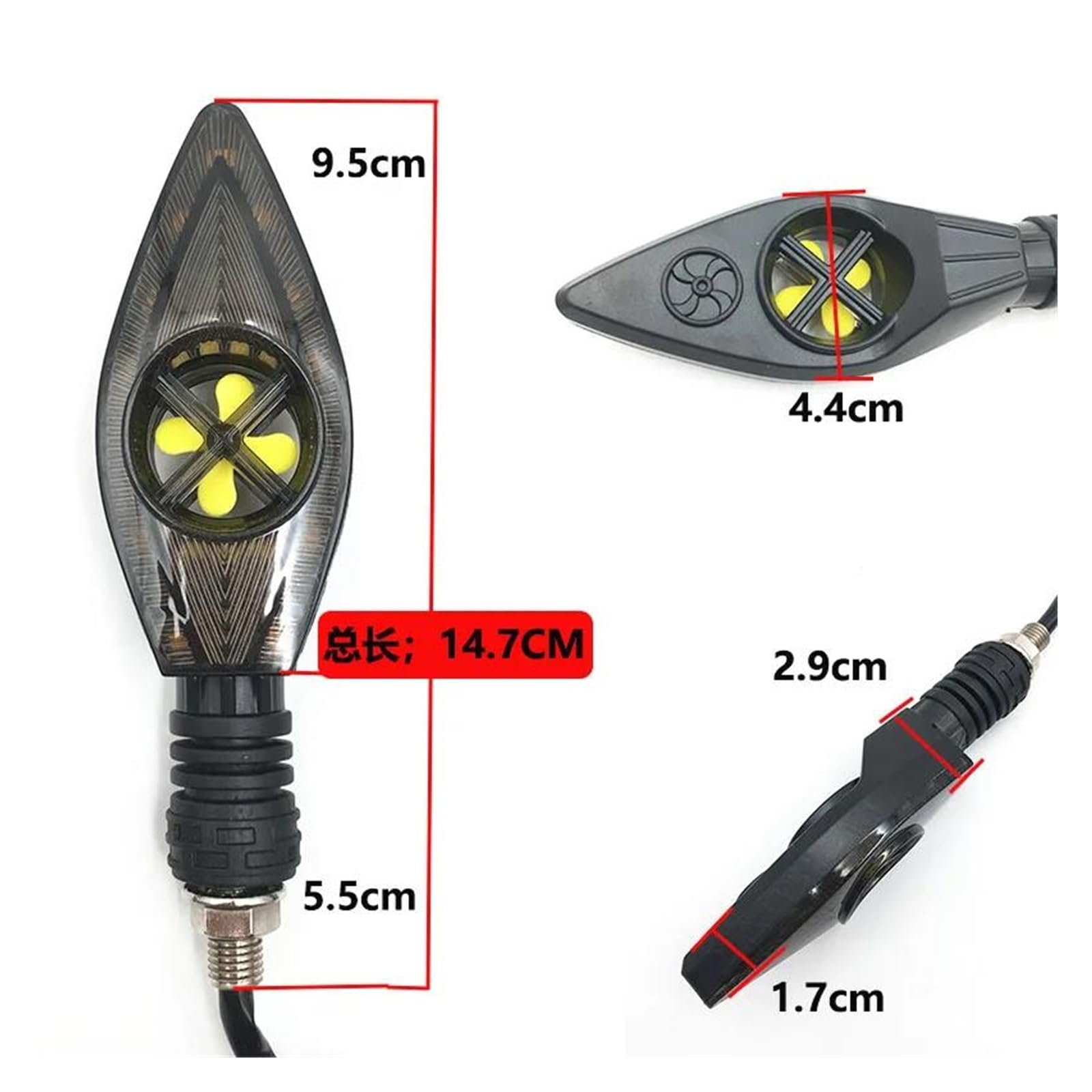 Motorfiets richtingaanwijzer, universeel, 12 V, motorfiets, flush, water, knipperlicht, flexibel, knipperlicht, LED, motorfiets (kleur: 2 stuks