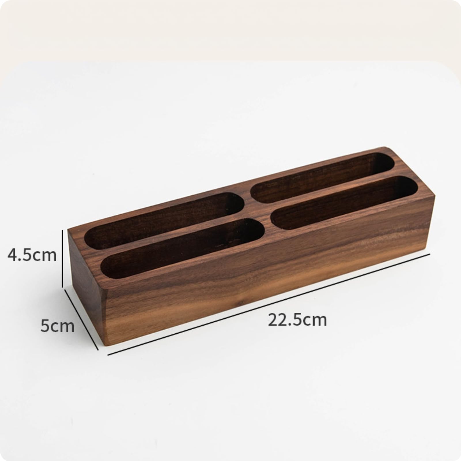 Porte-Cartes Visite En Bois Sobre | Finition Mate, Profeionnel, Présentoir, pr Bureau, Réception, Noix, Rectangle 4 Fentes