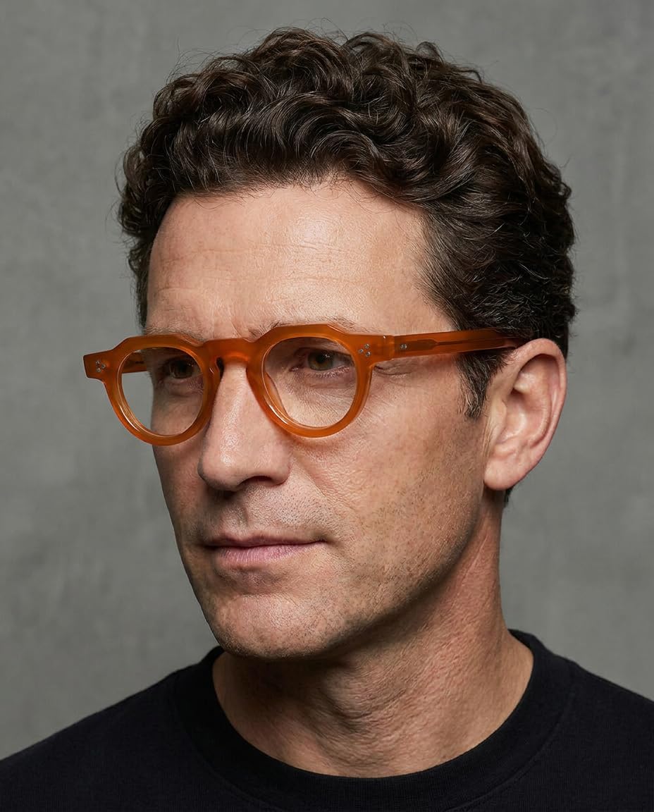 Lunettes de Lecture Rondes Designer, Lunettes Anti-Lumière Bleue, Monture Vintage Élégante en Acétate Renforcé pour Homme et Femme