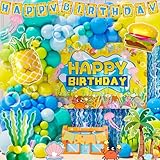 Sponge Birthday Decorations Kit - 153Pcs Under the Sea Party Supplies with Balloon Arch, Backdrop & Video Guide - All-in-One Vibrant Decor for Kids & Teens Birthday, Easy No-Stress Setup