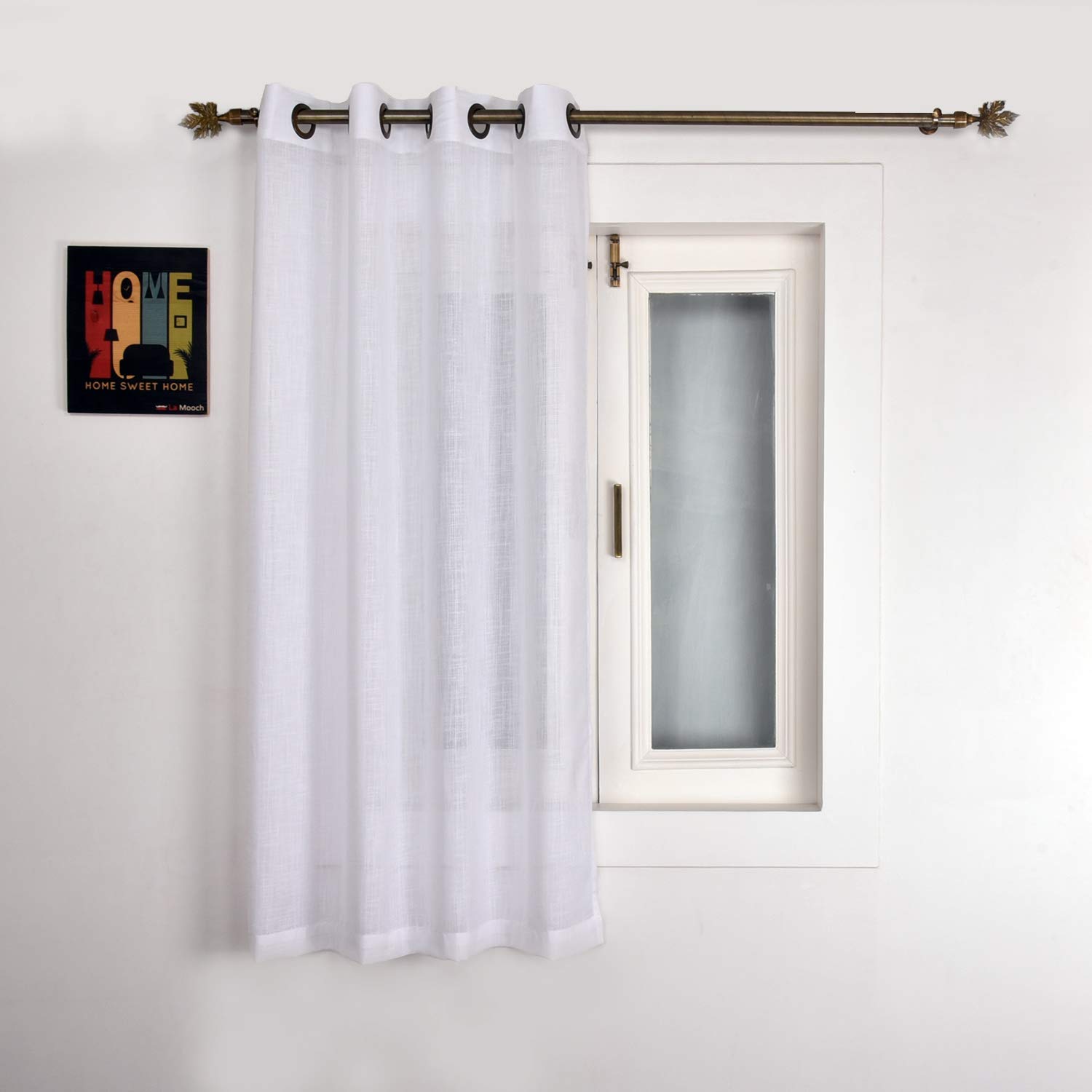 ARiANA Polyester & Polyester Blend Solid Curtain, Window - 5 Feet, White, Pack of 1