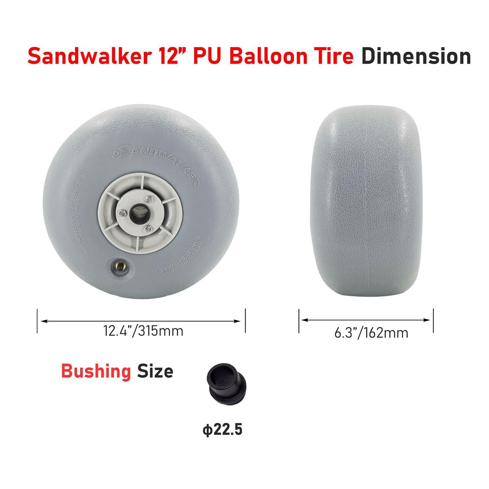 MERIGLARE Rueda Globo para Carro de Playa Llanta Sustituta Fuerte Neumático Inflable Alta Resistencia Rueda Accesorio Pesca Material PU Resistente Y Larga Vida