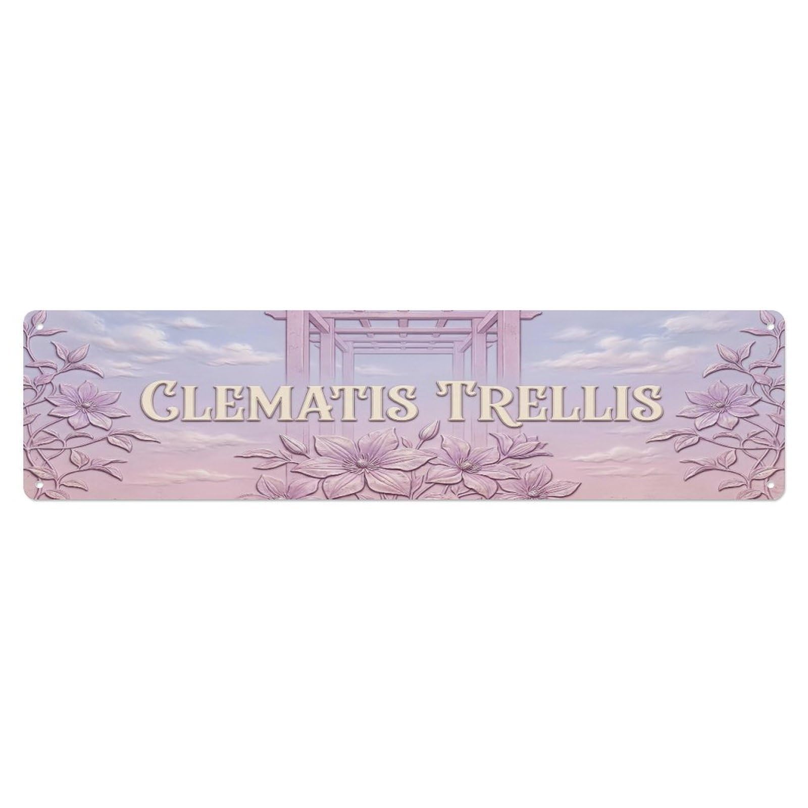 Fqcyn Style Metal Tin Sign Vintage Cottagecore Garden Clematis Trellis