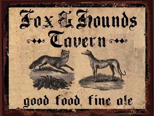 chengdar732 Fox and Hounds Tavern Metal Sign, Fine Ale, Good Food, Vintage Hunting Scene