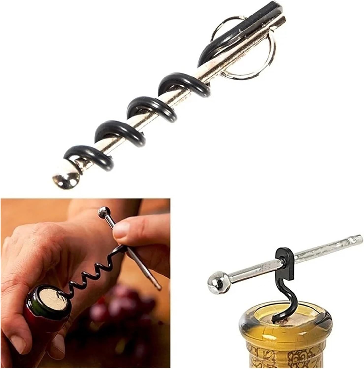 Red Wine EDC Twist Stick Corkscrew Stainless Steel Cork Bottle Puller Opener Keyring Camping Profess Kitchen Accessories