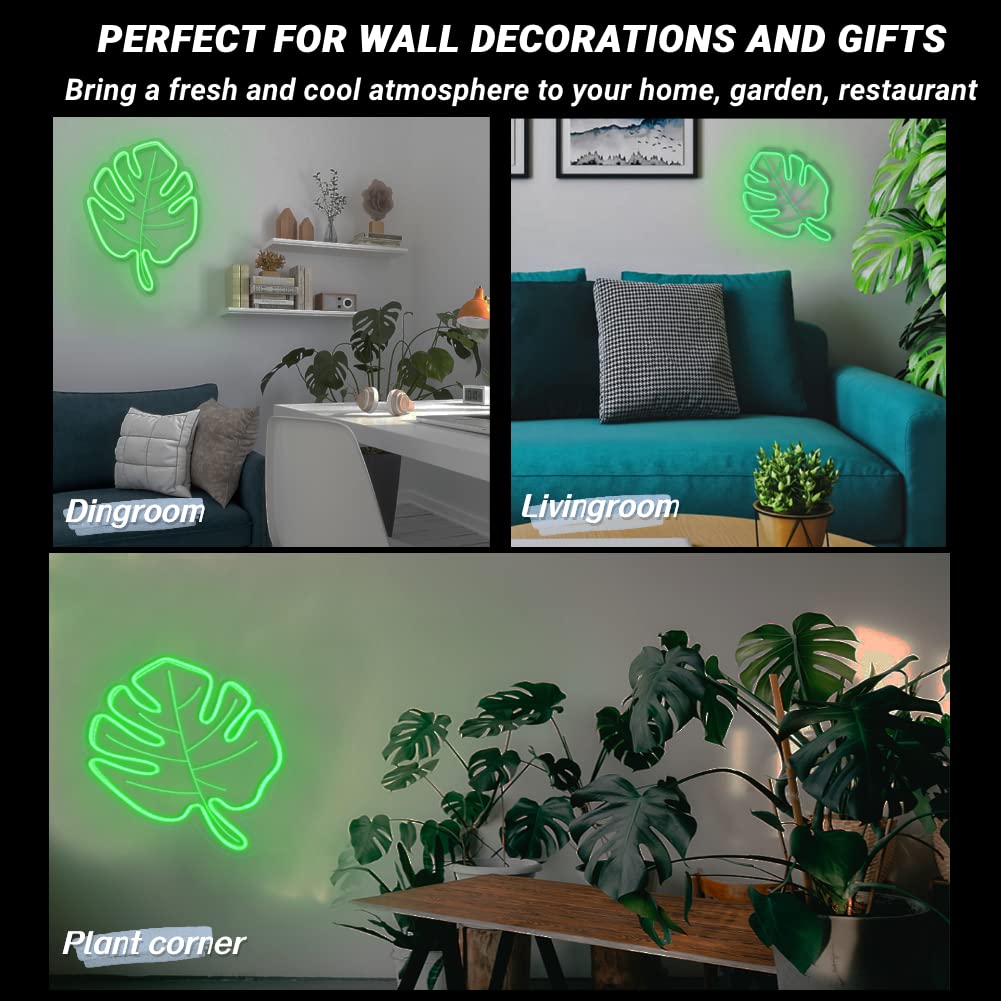 COLORNEON Large Green Neon Light for Children's Day Decoration, Dimmable Leaf Neon Sign for Wall Decor, LED Monstera Leaf Neon Sign Create Vibes for Home, Bedroom, Living Room, Balcony, Garden