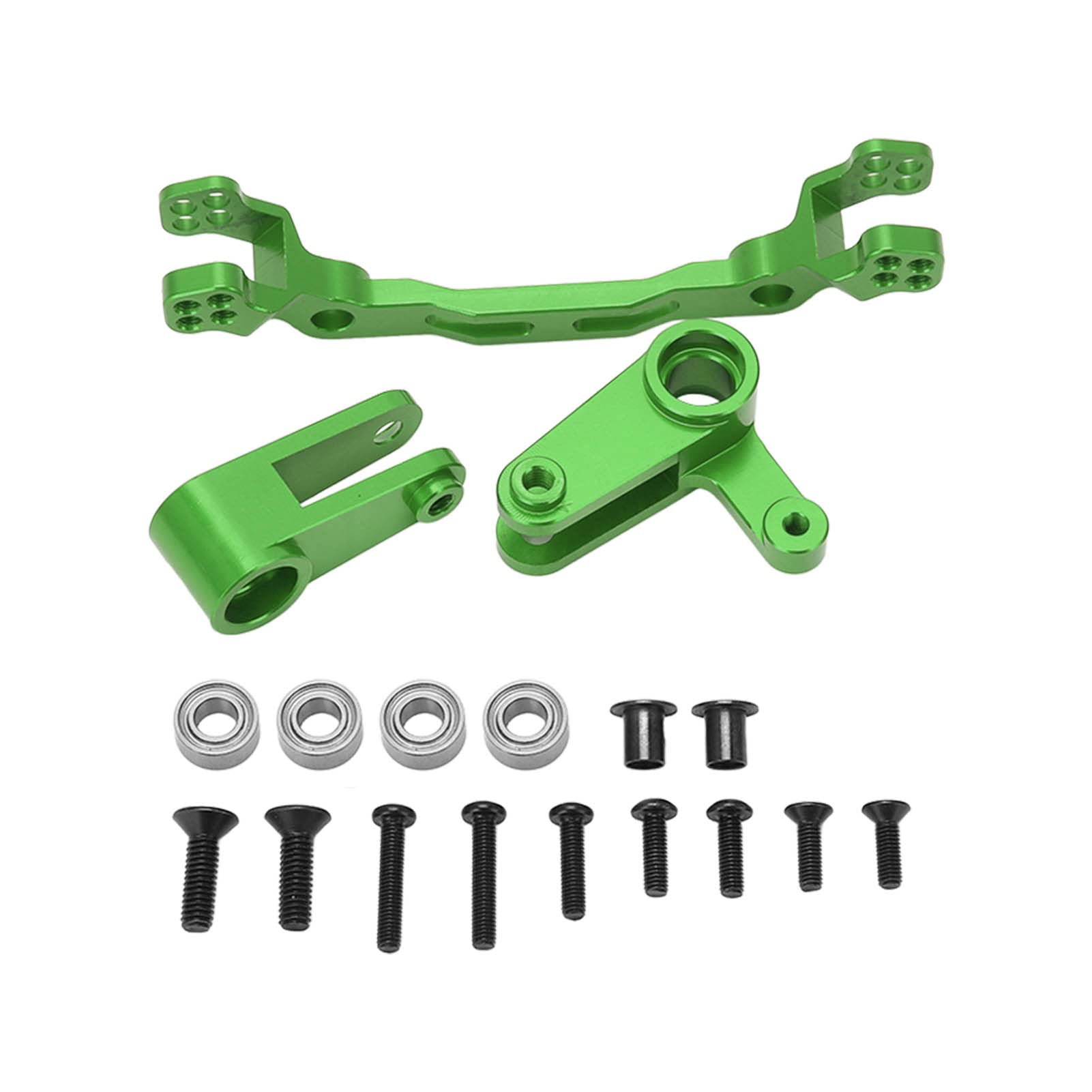 Aluminum Alloy Steering Parts Set RC Car Steering Group Assembly Upgrade Part for ARRMA Granite Big Rock Typhoon Senton 3S Brushless Brush Series 1/10 Remote Control Car (Green)