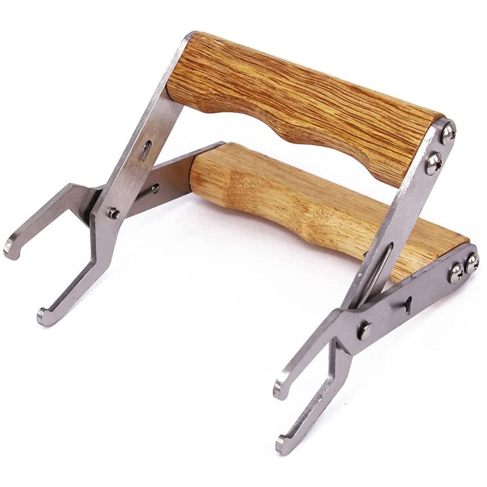 Thaoya 2 Pcs Stainless Steel Bee Hive Frame Puller With Wood Handle, Beekeeper Frame Holder Grip, Gripper Lifter Tool for beekeeping Supplies (Bee Hive Frame Grip)