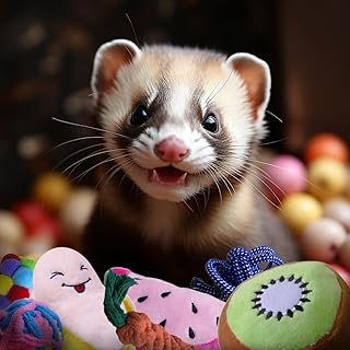 Ferret Toys 9 Pack & Ferret cage Accessories and Travel Pouch - Ferret Accessories, Ferret Tunnel, Ferret Ball - Ferret Bed, Ferret Stuff - Ferret Gifts for Ferret Lovers - Ferret chew Toys & Squeaky