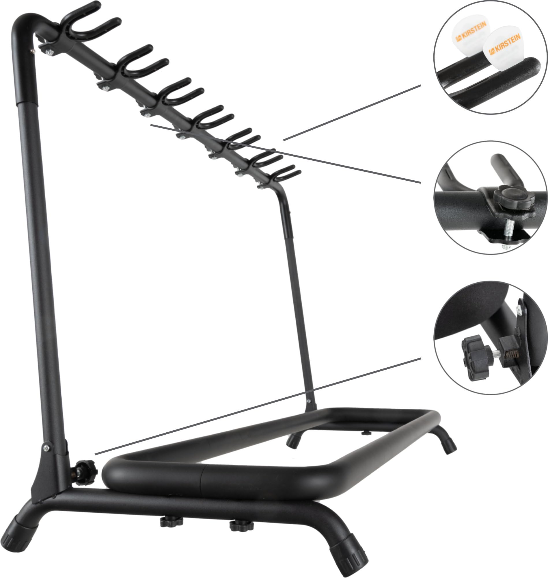 Soporte Classic Cantabile para 7 guitarras y bajos, plegable, con soportes de mástil ajustables, acolchado de espuma y estructura metálica para fácil transporte.