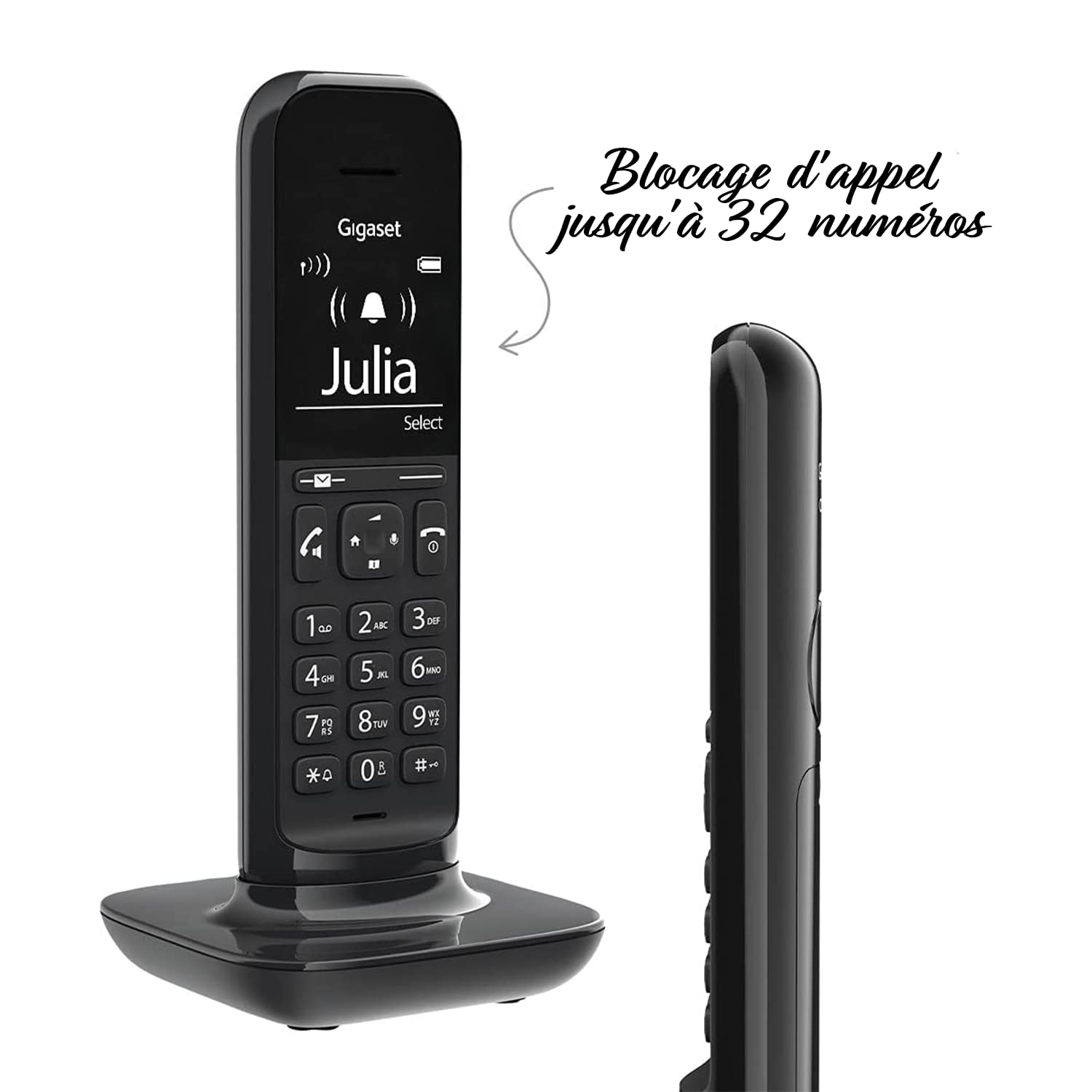 Gigaset CL394HX - DECT-Mobilteil mit Ladeschale – Schnurloses Design-Telefon für Router und DECT-Basis - Fritzbox-kompatibel - Direktwahlfunktion - Schutz vor unerwünschten Anrufen, schwarz