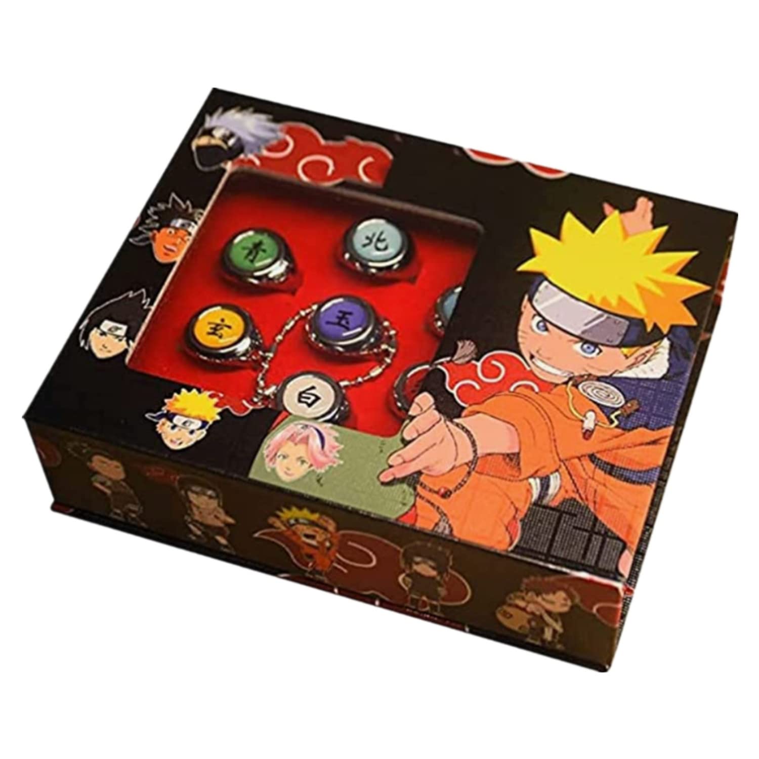 AKATSUKI11 PCS Anime Rings Rings Costume Cosplay Prop Rings Set Cosplay Accessories With Necklace Anime Ring