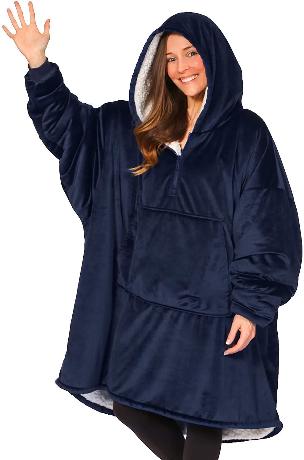 Pogrubiona dwuwarstwowa bluza z kapturem z zamkiem błyskawicznym szlafrok oversize sweter przytulna bluza z kapturem do noszenia uniseks polarowa bluza z kapturem koc