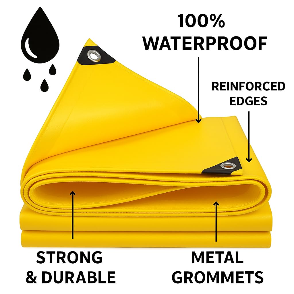 Heavy Duty Waterproof HDPE 260GSM Tarpaulin, Yellow, UV Resistant with Metal Grommets, Multipurpose Cover (6Ft x 6Ft) — Amazon image 2
