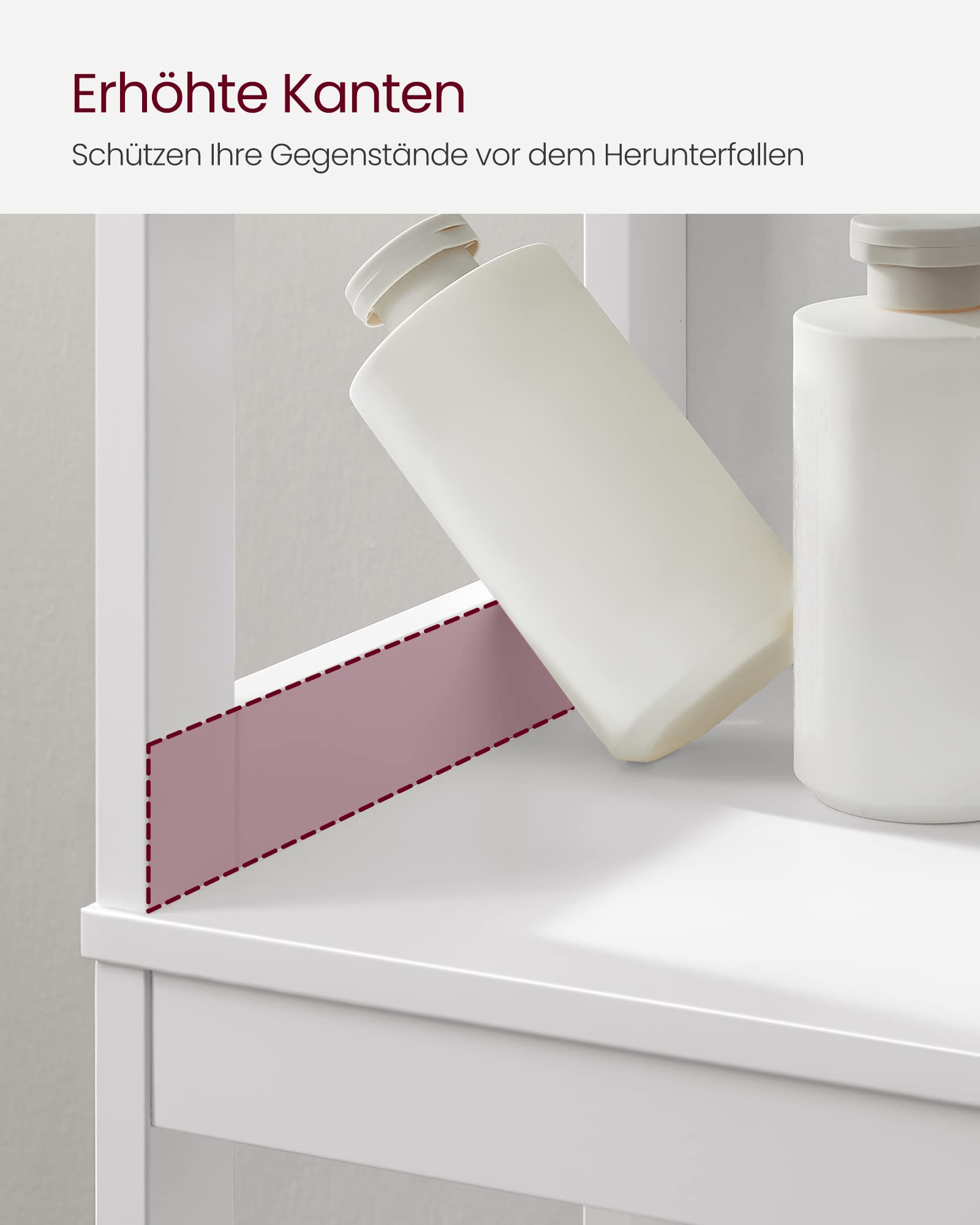 VASAGLE Badezimmerschrank, Schrank freistehend, Badezimmermöbel, mit 2 Schubladen, offenen Fächern, für Badezimmer, Wohnzimmer, Küche, modern, weiß BBC66WT