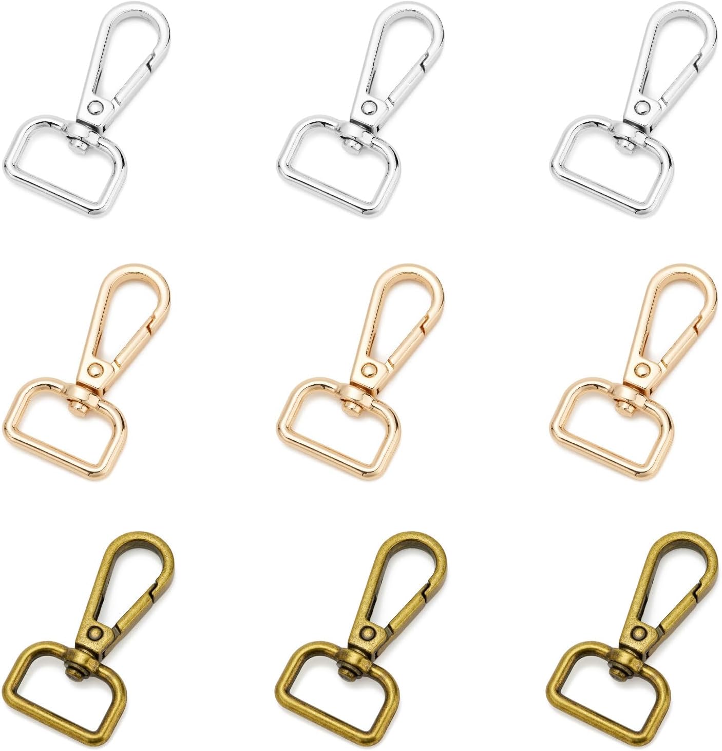 9 Pcs D Ring Swivel Lobster Claw Clasp Push Gate Snap Hooks Trigger Clips for DIY Crafts Keychain Purse Handbag Making,3/4 Inch Mixed - Image 2