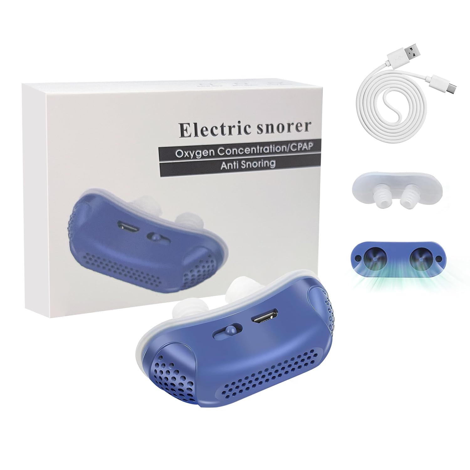 Anti Snoring Devices for Men and Women,Twin Turbine Electric Adjustable and Breathable Suitable for All Nose Shapes,Adjustable Wind Speed,Snoring Solution