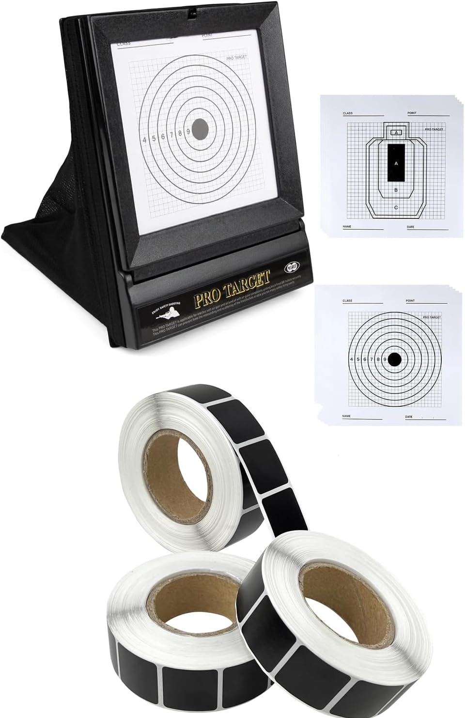 Airsoft Targets with Catcher and 10/60 Replaceable Paper Targets, 0.87" Self-Adhesive Target Pasters for Shooting Practice - Portable Indoor/Outdoor BB Gun Range