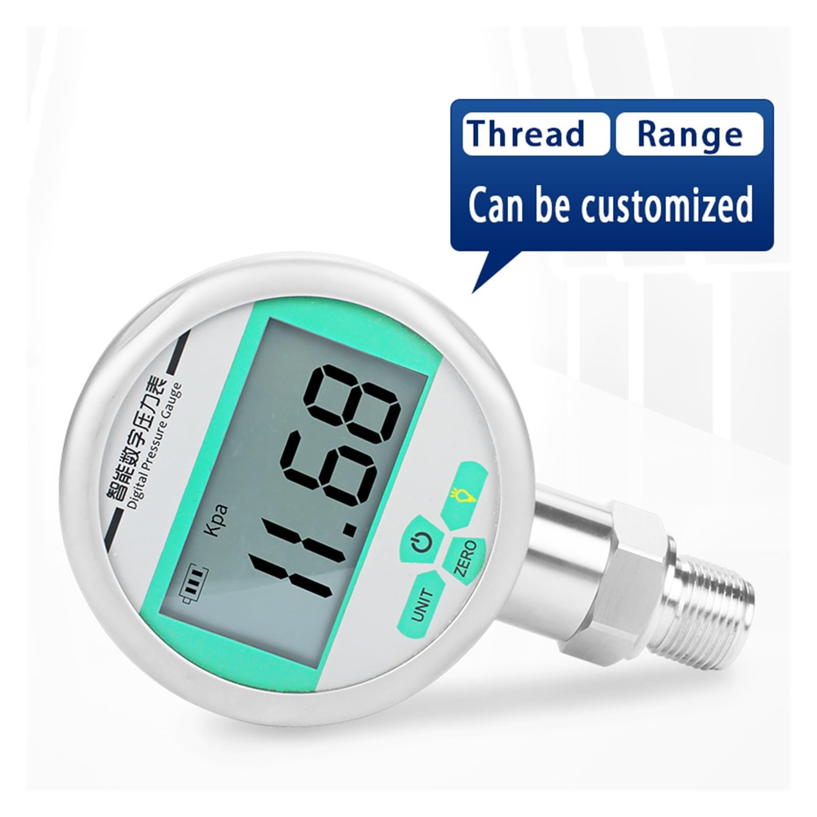 Manometro con display digitale di precisione intellinte, manometro 'acqua ad alta precisione alimentato a batteria 0,2% 0,5%.(G1-4,0-10Mpa)