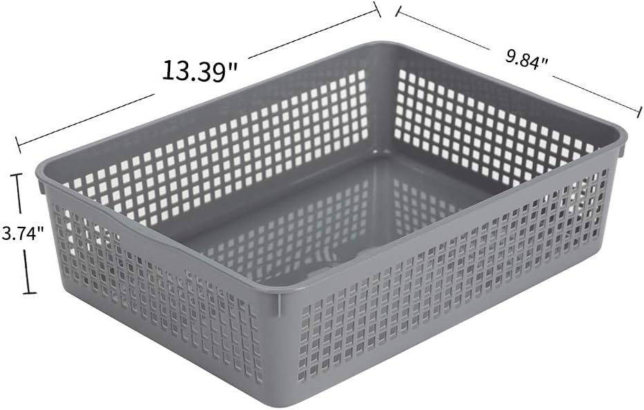 Plastic Organizing Baskets/Storage Tray Baskets,6-Pack,Gray - Image 2