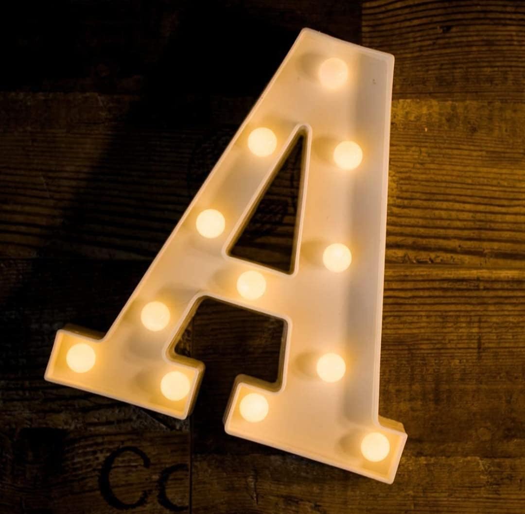 VRB Decโข 1 Pcs Marquee Alphabet light letters/letter light/Alphabet/led alphabet letters/Aesthetic room/wall decor items/Birthday decoration items (Pack of 1) (A)